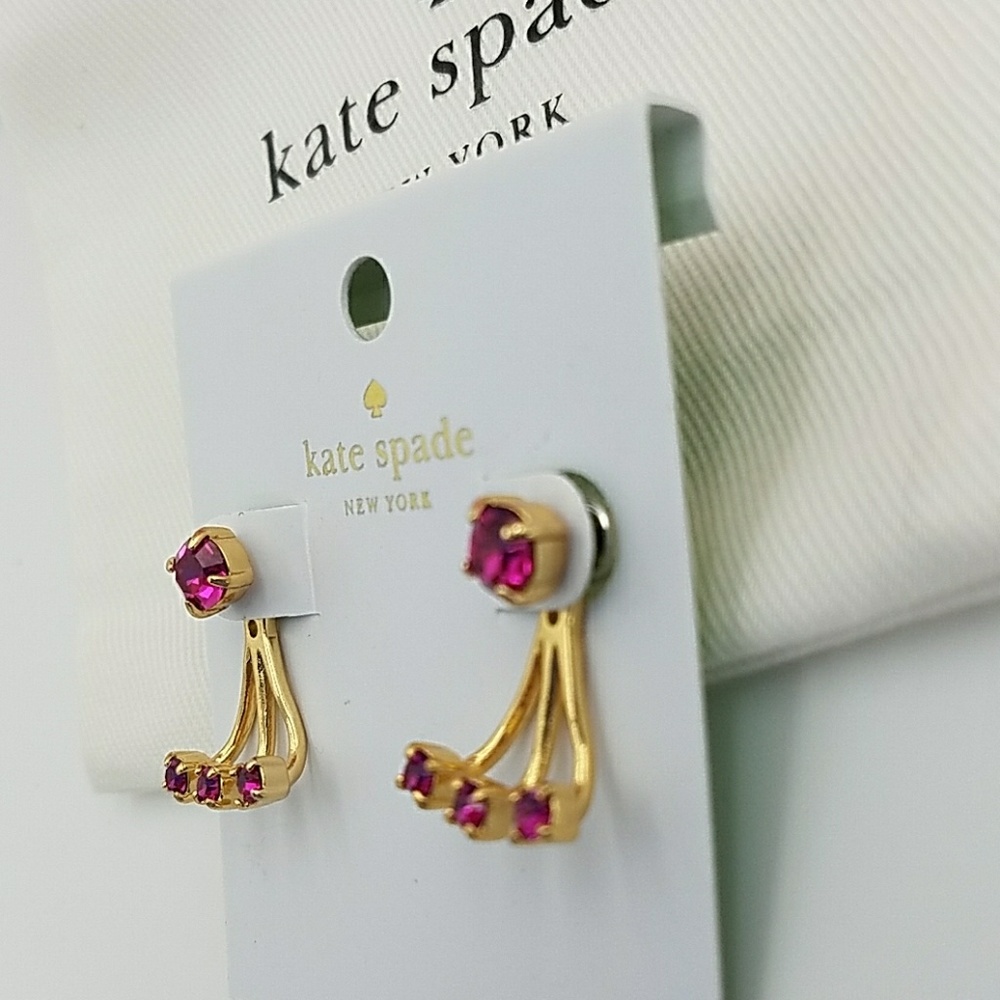kate spade Dainty Sparklers Fuchsia Ear Jacket - Picture 4 of 5